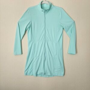 Womens Mint Green Longline Full Zip sun protection Mock Neck S UV protection